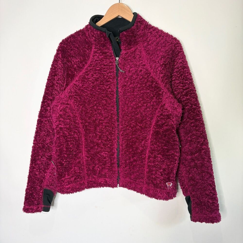 Mountain Hardwear Jacket Monkey  Teddy Fleece USA Mulberry Pink Zip Up Women L
